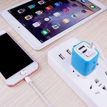 USB Charger Multi Port,  Micro USB Charger Charging Block USB Wall Plug Travel Charger Outlet Fast Charger Brick USB Charging Block Compatible Iphone Ipad, Iphone, and Iwatch (Blue/3Port)
