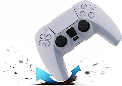 Silicone Skin Compatible with PS5 Controller Cover Sony Playstation5 Controller Grip Skin Protector Faceplates Kits Video Games(Pack 2Pcs with 8 X Thumb Grips Caps)