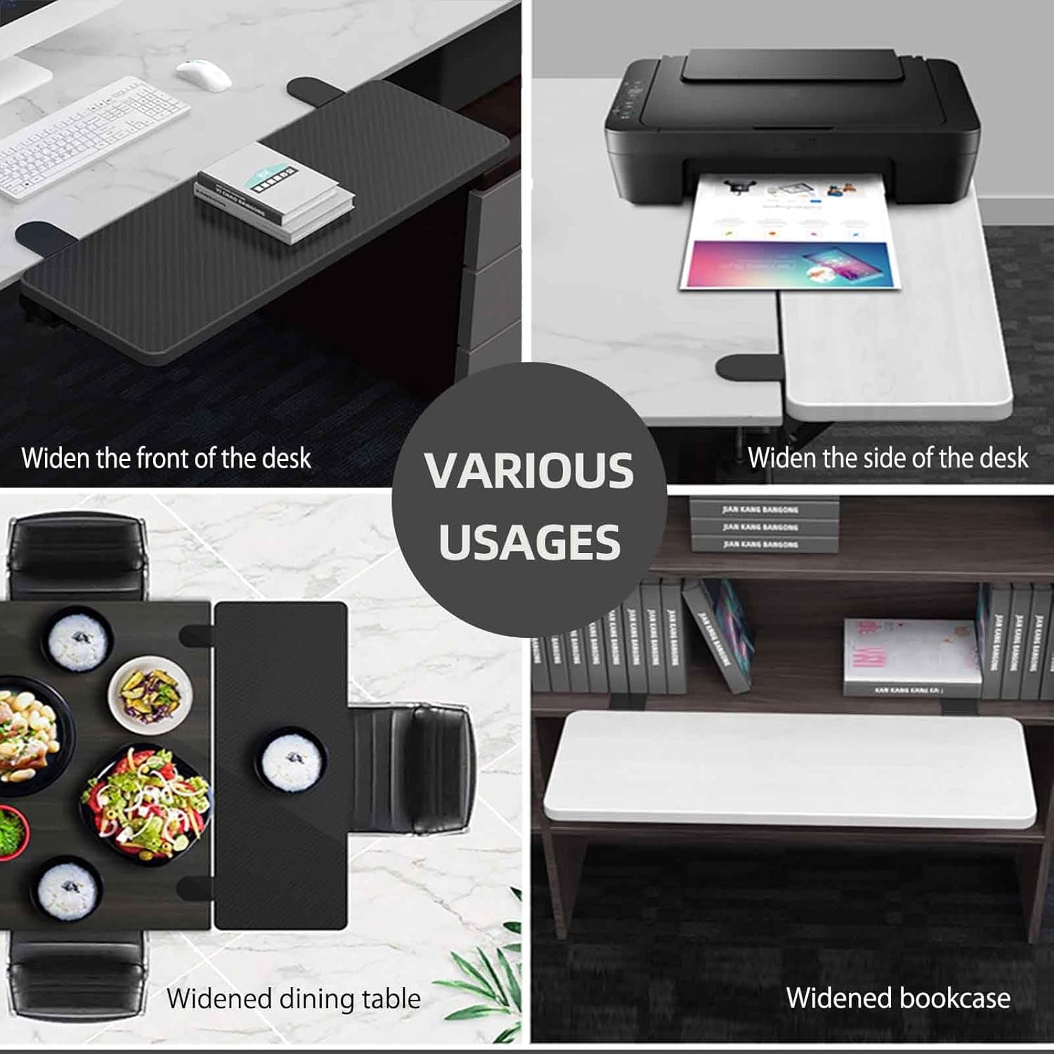 OUGIC Ergonomic Desk Extension Tray, 75X24Cm, Clamp without Punch, Keyboard Drawer Tray, Computer Armrest Table Stand