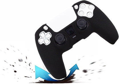 Silicone Skin Compatible with PS5 Controller Cover Sony Playstation5 Controller Grip Skin Protector Faceplates Kits Video Games(Pack 2Pcs with 8 X Thumb Grips Caps)