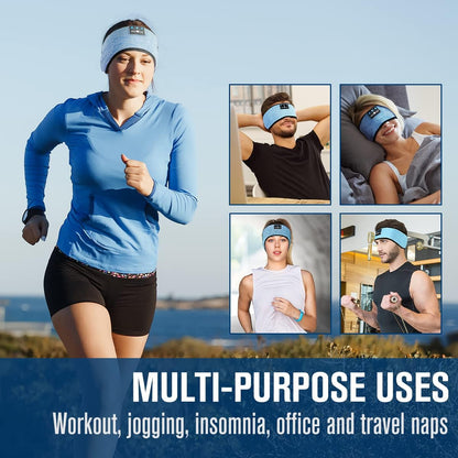 Bluetooth Headband Sports Sleep Headphones, Wireless Music Sleeping Headphones Sleep Eye Mask Earbuds IPX6 Waterproof for Side Sleepers Workout Running Insomnia Yoga Office