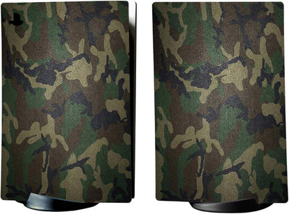 Army Green Camouflage Full Set Skin Decal for Ps5 Console Digital Edition, Sticker Vinyl Decal Cover for Ps5 Controller & Charging Station & Headset & Media Remote