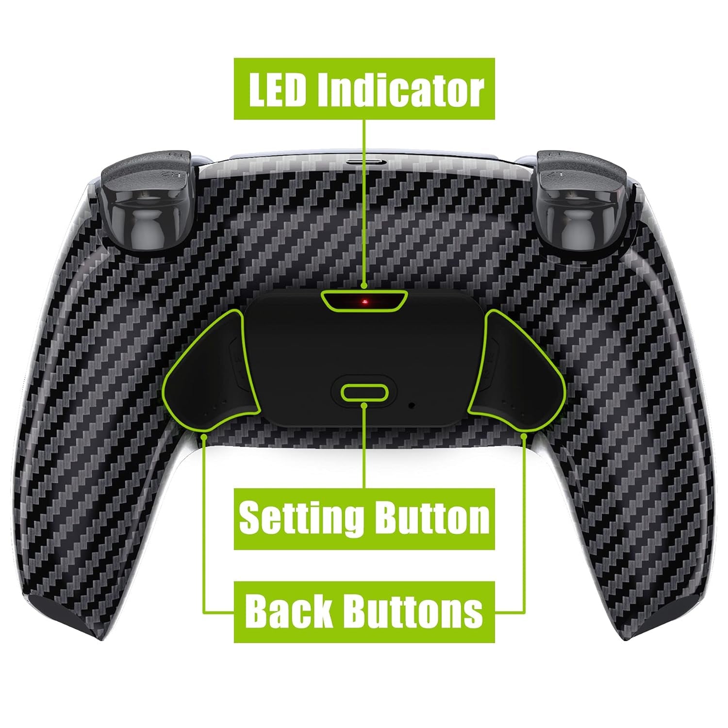 Graphite Carbon Fiber Back Paddles Programable Rise Remap Kit for PS5 Controller, Upgrade Board & Redesigned Back Shell & Buttons Attachment for PS5 Controller - Controller NOT Included